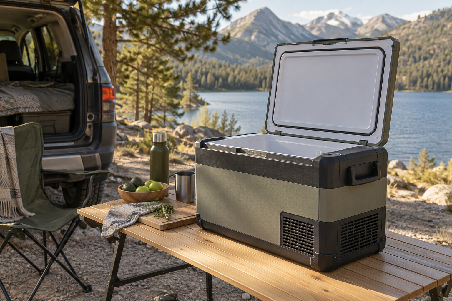 How to clean and store a portable fridge AI-generated editorial illustration.