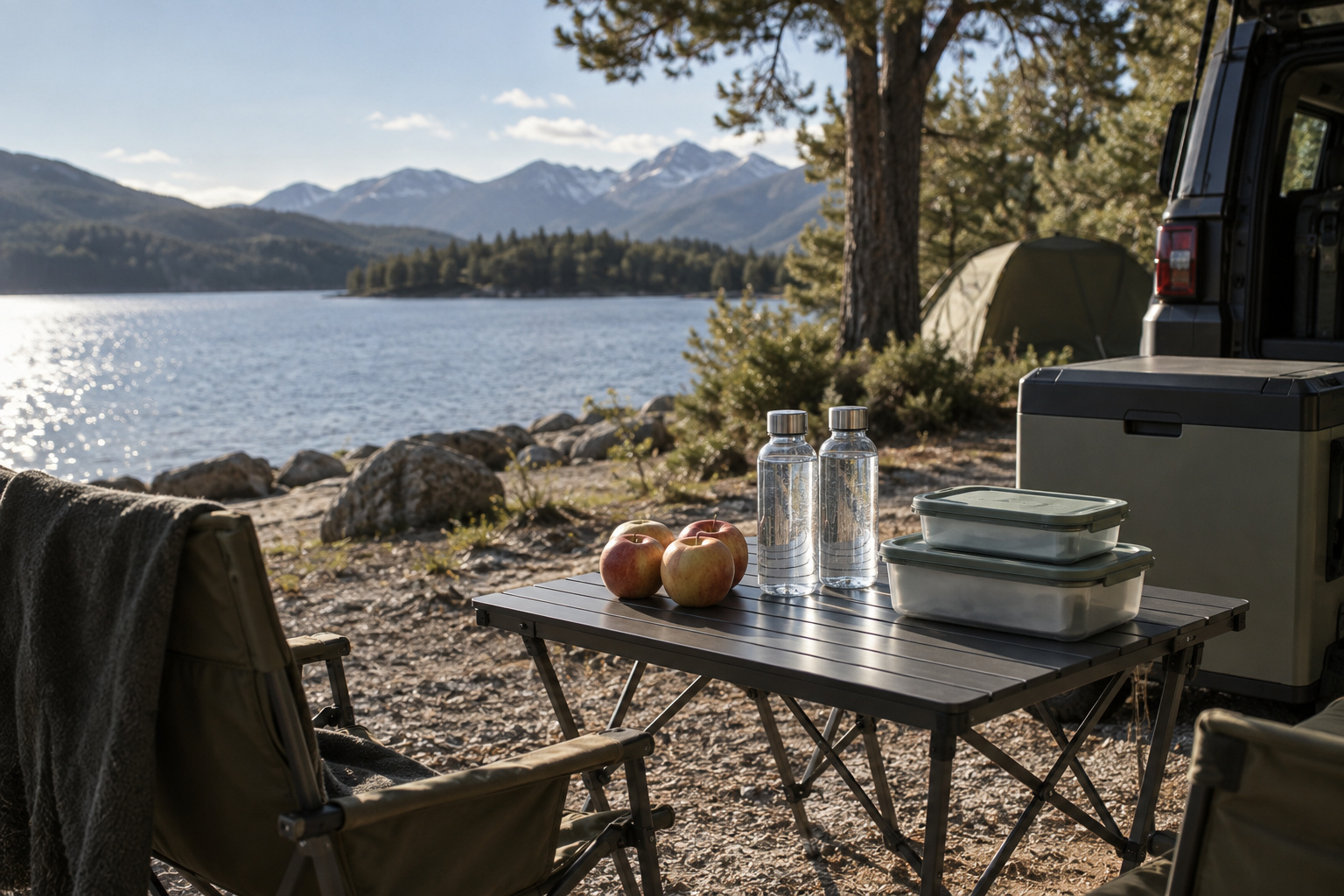 Portable fridges for camping AI-generated editorial illustration.